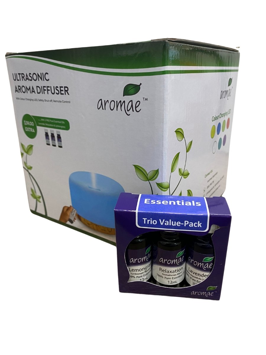 Essential Oil Diffuser (Ultrasonic with Remote Control) Includes 3 Free Essential Oils - Aromae Essentials
