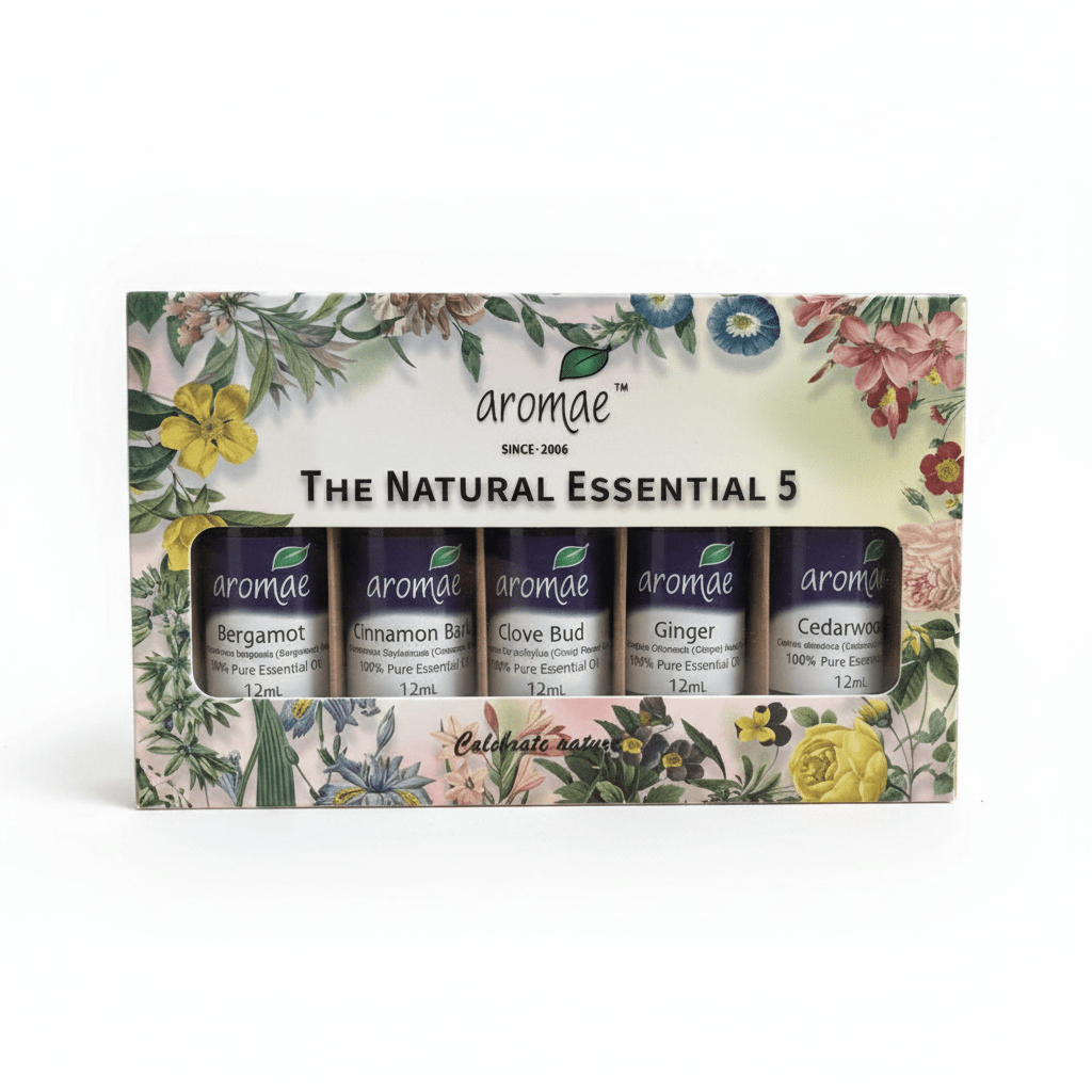 The Natural Essential Fall Spice 5 Pack - Bergamot, Cinnamon Bark, Clove Bud, Ginger, Cedarwood - Aromae Essentials